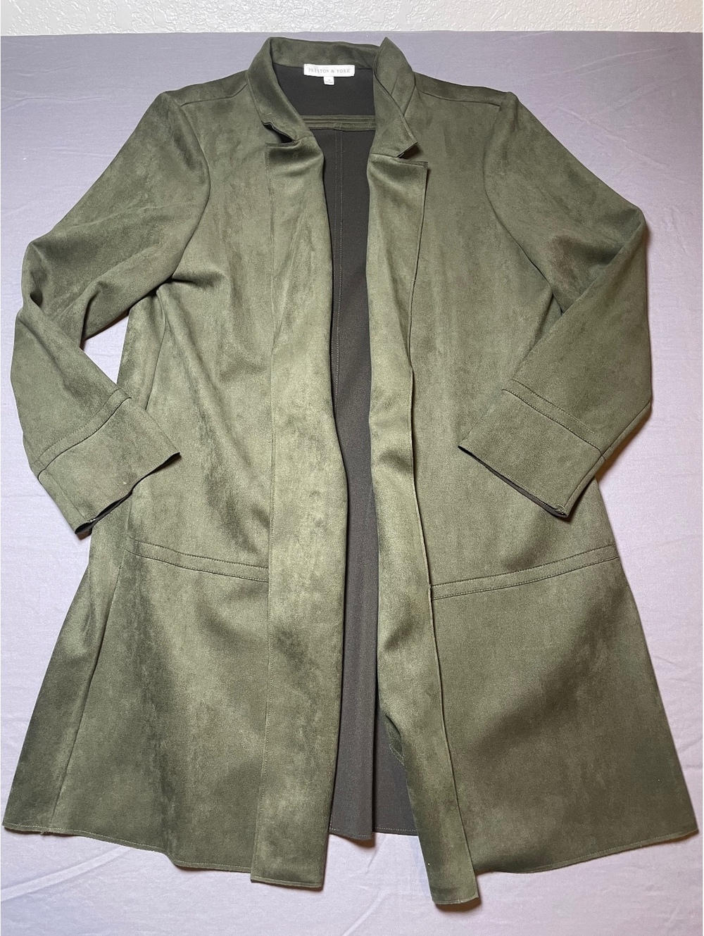 Preston & York Vintage Army Green Suede Trench Jacket size 18 Women’s-114